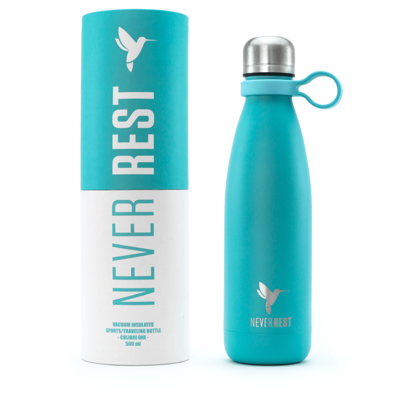 Vacuum Bottle - Blue (Carribean) - 500ml Vacuum Bottle, Trinkflasche, Isolier- Flasche, Wasser Flasche, Yoga, Fitnessgear